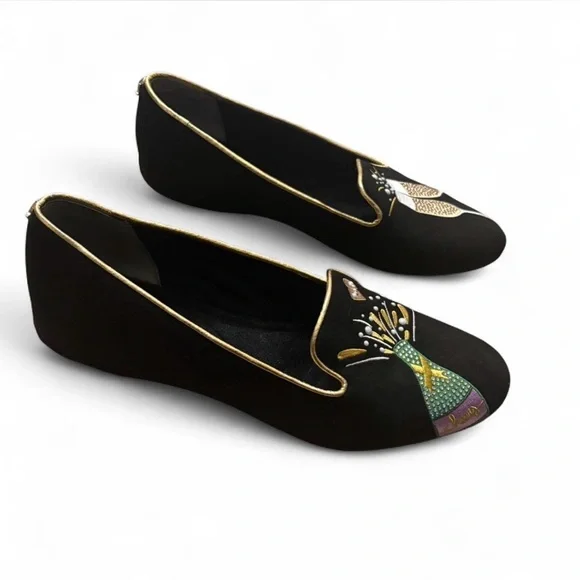$140 J. Renee New Year Faux Suede Embroidered Flat Loafer sz 8 - Picture 3 of 7